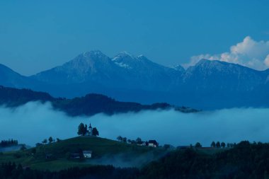 Landscape with St. Thomas Church (Cerkev Sveti Tomaz) near Skofja Loka, Slovenia