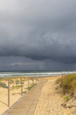 Plaj manzarası, Mimizan, Yeni Aquitaine, Fransa