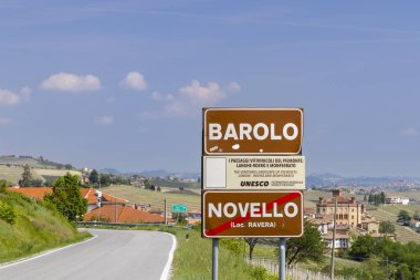 Barolo yakınlarındaki tipik üzüm bağları, Barolo şarap bölgesi, Cuneo ili.