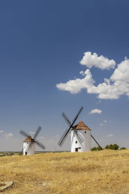 Windmills near Mota del Cuervo, Toledo, Castilla La Mancha, Spain clipart