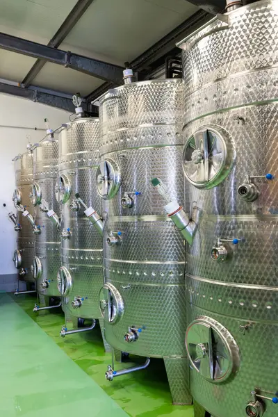 Modern Production Wine Cellar Stainless Steel Tank Southern Moravia Czech — Stock Photo, Image