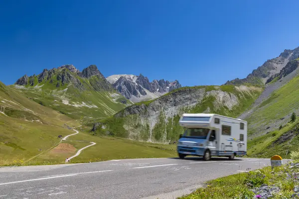 Vanlife Route Des Grandes Alpes Col Galibier Hautes Alpes Fransa Telifsiz Stok Imajlar
