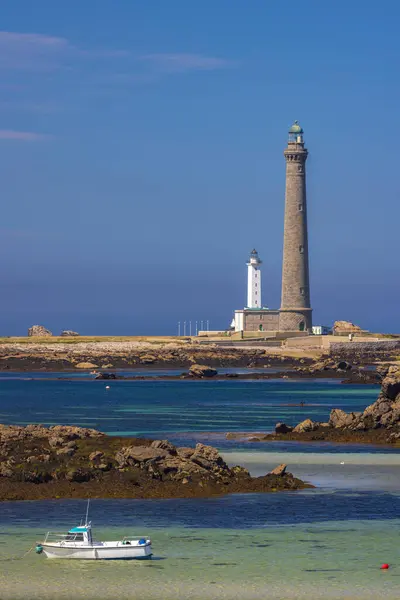 Virgin Adası Deniz Feneri Phare Lile Vierge Plouguerneau Finistere Brittany - Stok İmaj