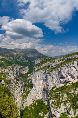 Mountain landscape width Canyon of Verdon River (Verdon Gorge) in Provence, France clipart