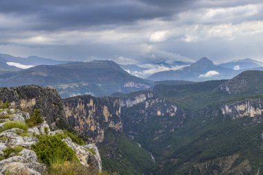 Mountain landscape width Canyon of Verdon River (Verdon Gorge) in Provence, France clipart