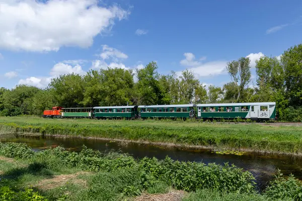 Jalur Kereta Api Ukuran Sempit Dari Balatonfenyves Csisztafurdo Dekat Balaton Stok Gambar
