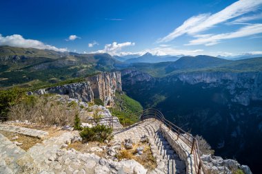 Mountain landscape width Canyon of Verdon River (Verdon Gorge) in Provence, France