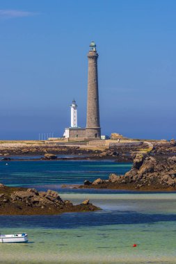 Virgin Adası Deniz Feneri (Phare de Lile Vierge), Plouguerneau, Finistere, Brittany, Fransa