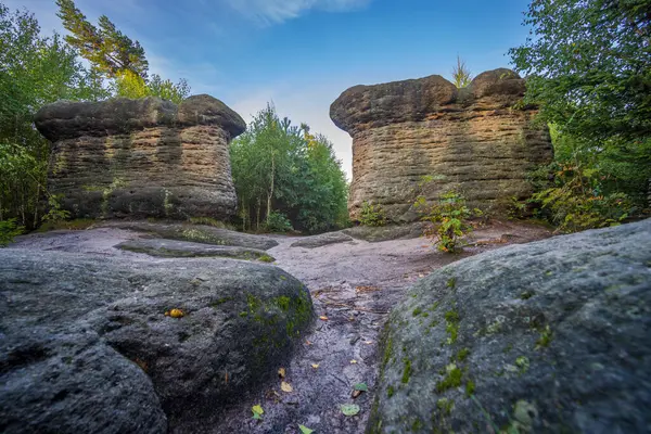 stock image Landscape in a nature reserve Broumovske steny, eastern Bohemia, Czech Republic