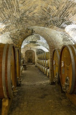 Wine cellar in Castello di Razzano, Piedmont, Italy