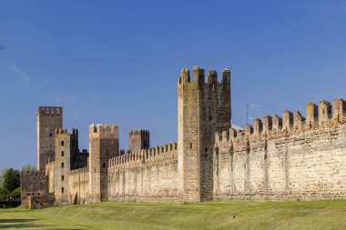 Montagnana 'nın antik duvarları, Padova ili, Veneto, İtalya