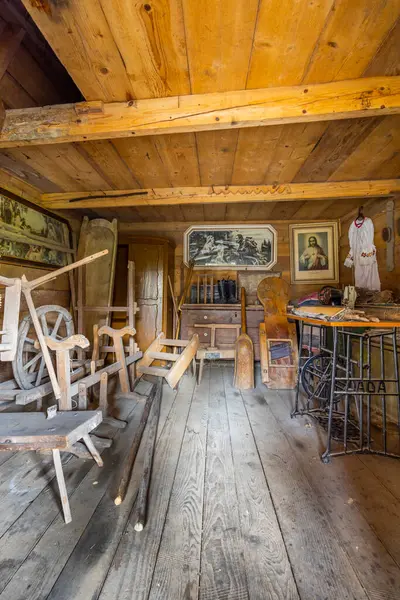 stock image Old wooden village house, Hervartov near Bardejov, Slovakia