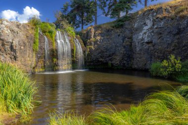 Waterfall Cascade des Veyrines near Allanche in French highlands, Auvergne, Cantal, France clipart