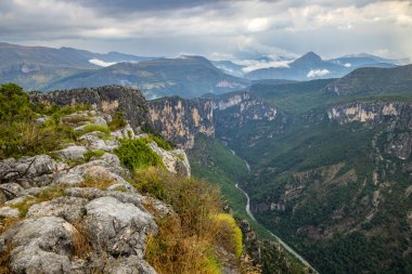 Mountain landscape width Canyon of Verdon River (Verdon Gorge) in Provence, France clipart