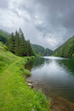 Landscape near Dedinky and Stratena with Hnilec river, National Park Slovak Paradise, Slovakia clipart