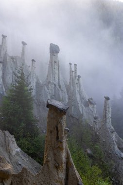 Platten Dünya Piramitleri (Erdpyramiden - Piramidi di di Plata) Percha ve Bruneck yakınlarında, Güney Tyrol, İtalya