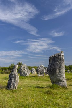 Standing stones (or menhirs) in Carnac, Morbihan, Brittany, France clipart