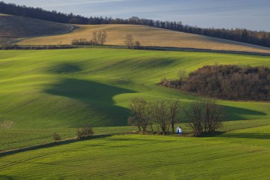 Strazovice, Güney Moravya, Çek Cumhuriyeti yakınlarındaki St. Barborkas şapeli manzaralı