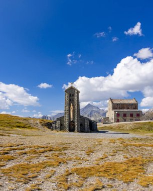 Chapelle Notre-Dame de l'Iseran or Notre-Dame-de-Toute-Prudence,  Col de l'Iseran, Savoy, France clipart