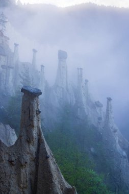 Earth pyramids of Platten (Erdpyramiden - Piramidi di Plata) near Percha and Bruneck,  South Tyrol, Italy clipart