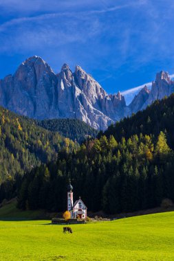 Beautiful landscape of Italian dolomites near Santa Magdalena, South Tyrol, Italy clipart