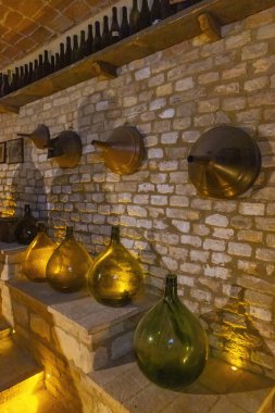 Traditional winemaking equipment in Castello di Razzano, Piedmont, Italy