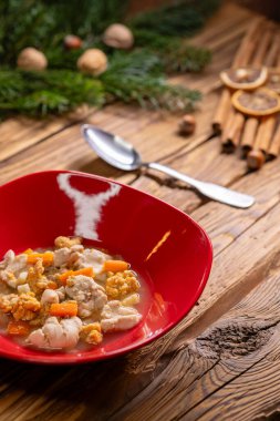 Çek Cumhuriyeti 'nde geleneksel Noel yemeği - balık çorbası