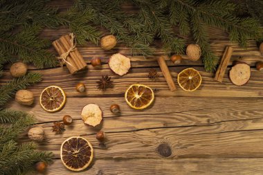 Baharatlı ve dallı Noel arkaplanı