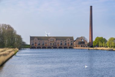 Efendim. D. F. Woudagemaal, UNESCO, Lemmer, Friesland, Hollanda 'da dünyanın en büyük buhar pompalama istasyonu.