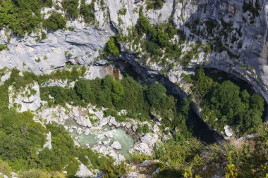 Mountain landscape width Canyon of Verdon River (Verdon Gorge) in Provence, France