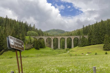 Railway bridge Chramossky viadukt near Telgart, Horehronie, Slovakia clipart