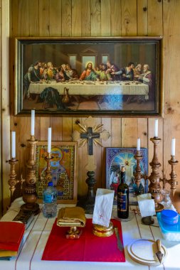 Interior of Greek Catholic Church, Olchowiec, Magurski Park Narodowy, Lesser Poland Voivodeship, Poland clipart