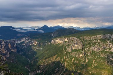 Mountain landscape width Canyon of Verdon River (Verdon Gorge) in Provence, France