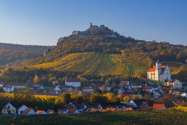 Falkenstein harabeleri ve üzüm bağı olan kasaba, Aşağı Avusturya, Avusturya