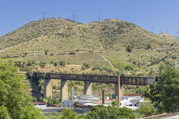 Типичный пейзаж Дору рядом с Починью, ЮНЕСКО, Вила-Нова-де-Фос-Коа, Альто-Дору винный регион, Португалия