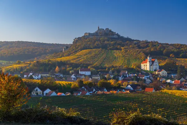 Falkenstein harabeleri ve üzüm bağı olan kasaba, Aşağı Avusturya, Avusturya