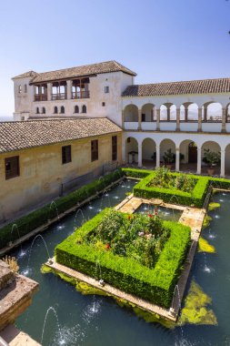 Çeşmeler ve bahçeler Alhambra, Granada, Endülüs, İspanya 'daki Partal Sarayı' nda