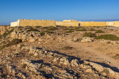 Fortaleza de Sagres standing tall on the cliffs of Ponta de Sagres, a historical landmark in Vila do Bispo, Algarve region of Portugal
