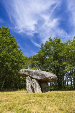 Fransa 'daki Saint Auvent Ormanı' nda Megalitik Dolmen, Yeni Aquitaine Bölgesi, Haute Vienne Bölümü