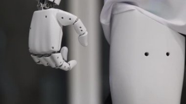 Gelişmiş teknoloji ve parlak tasarım sunan mekanik robot el görüntüsü