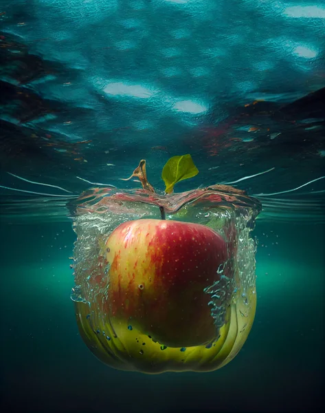 Fresh Apple Splash Water Imagem De Stock