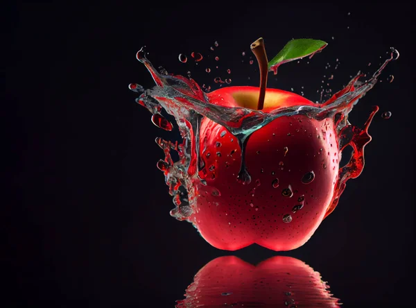 Fresh Apple Splash Water Fotografias De Stock Royalty-Free
