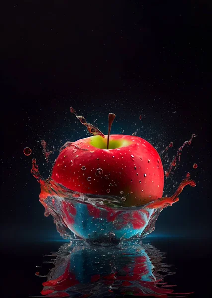Fresh Apple Splash Water Imagem De Stock