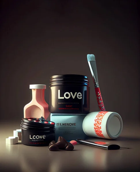 Cosmetics created with love composition.