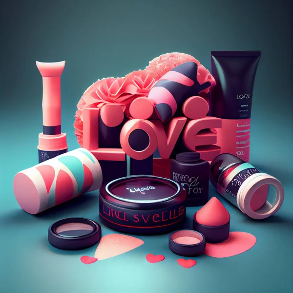 Cosmetics created with love composition.