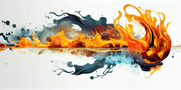 Fire and water element against (vs) each other background. Heat and Cold concept.