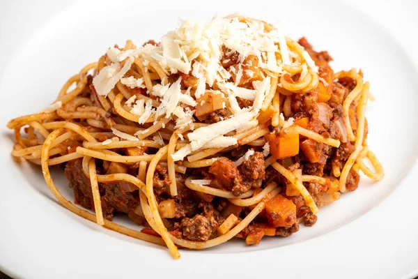 Spaghetti Bolognaise White Plate — Stock Photo, Image