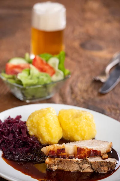 Bavarian Roast Pork Dumplings — Stock Photo, Image