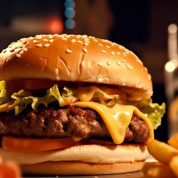 Yemeye Hazır Lezzetli Bir Çizburgerin Kapağını Kapatın — Stok fotoğraf