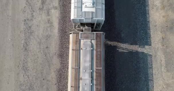 Воздушный Вид Поезд Движущийся Пути — стоковое видео